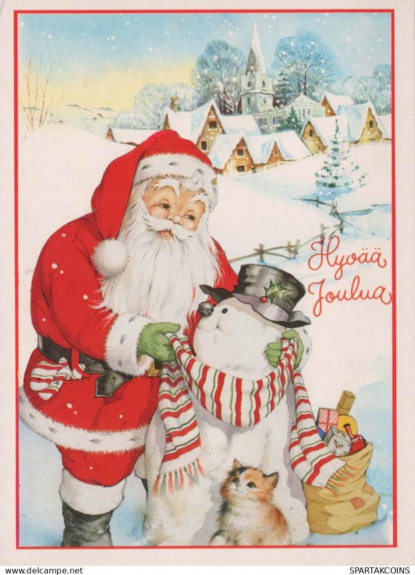 WEIHNACHTSMANN SANTA CLAUS Neujahr Weihnachten SCHNEEMANN Vintage Ansichtskarte Postkarte CPSM #PAU371.DE - Santa Claus