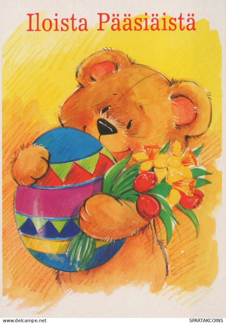 PASQUA UOVO ORSACCHIOTTO Animale Vintage Cartolina CPSM #PBS972.IT - Easter