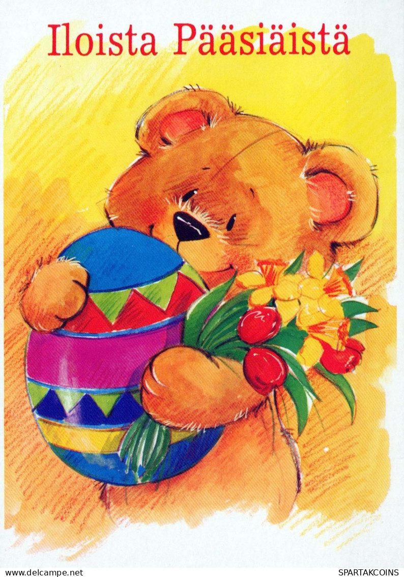 PASQUA UOVO ORSACCHIOTTO Animale Vintage Cartolina CPSM #PBS972.IT - Easter