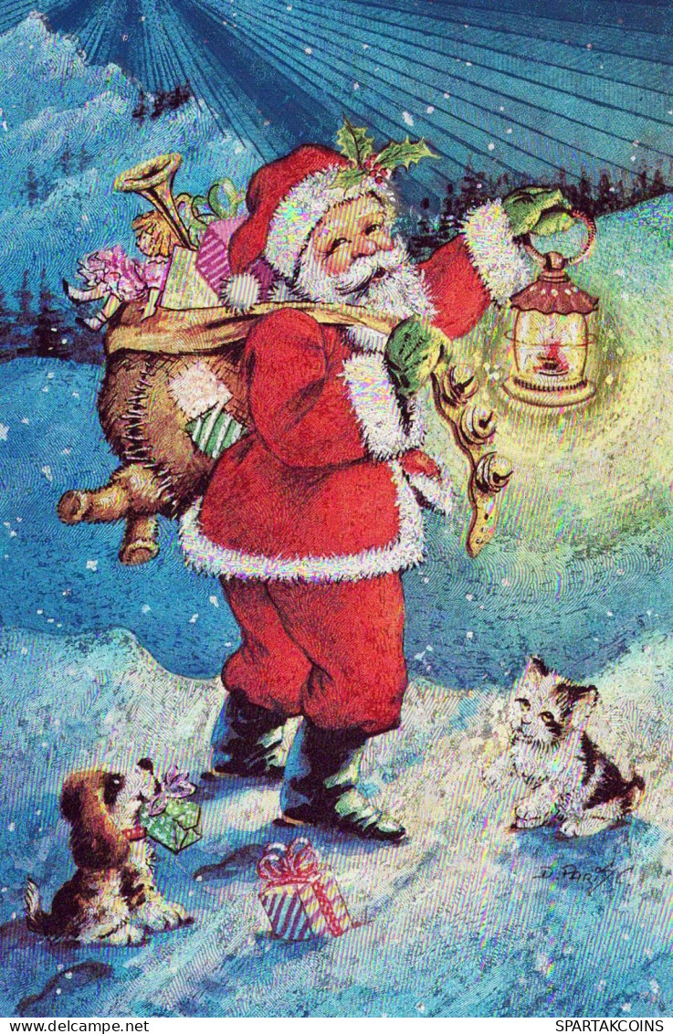 BABBO NATALE Buon Anno Natale Vintage Cartolina CPSM #PBL146.IT - Santa Claus