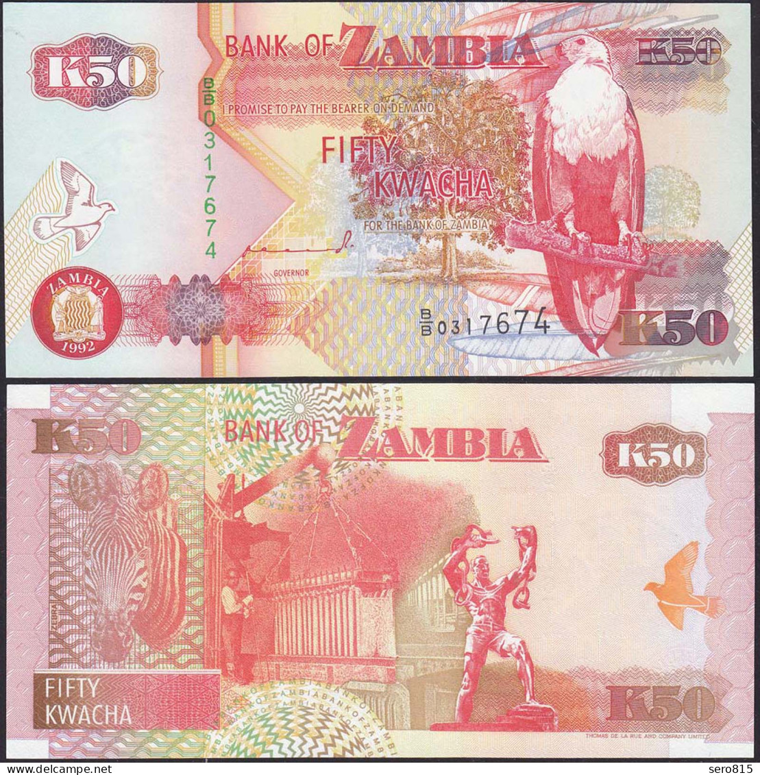 Sambia -Zambia - 50 Kwacha Banknotes 1992 UNC Pick 37    (13102 - Andere - Afrika