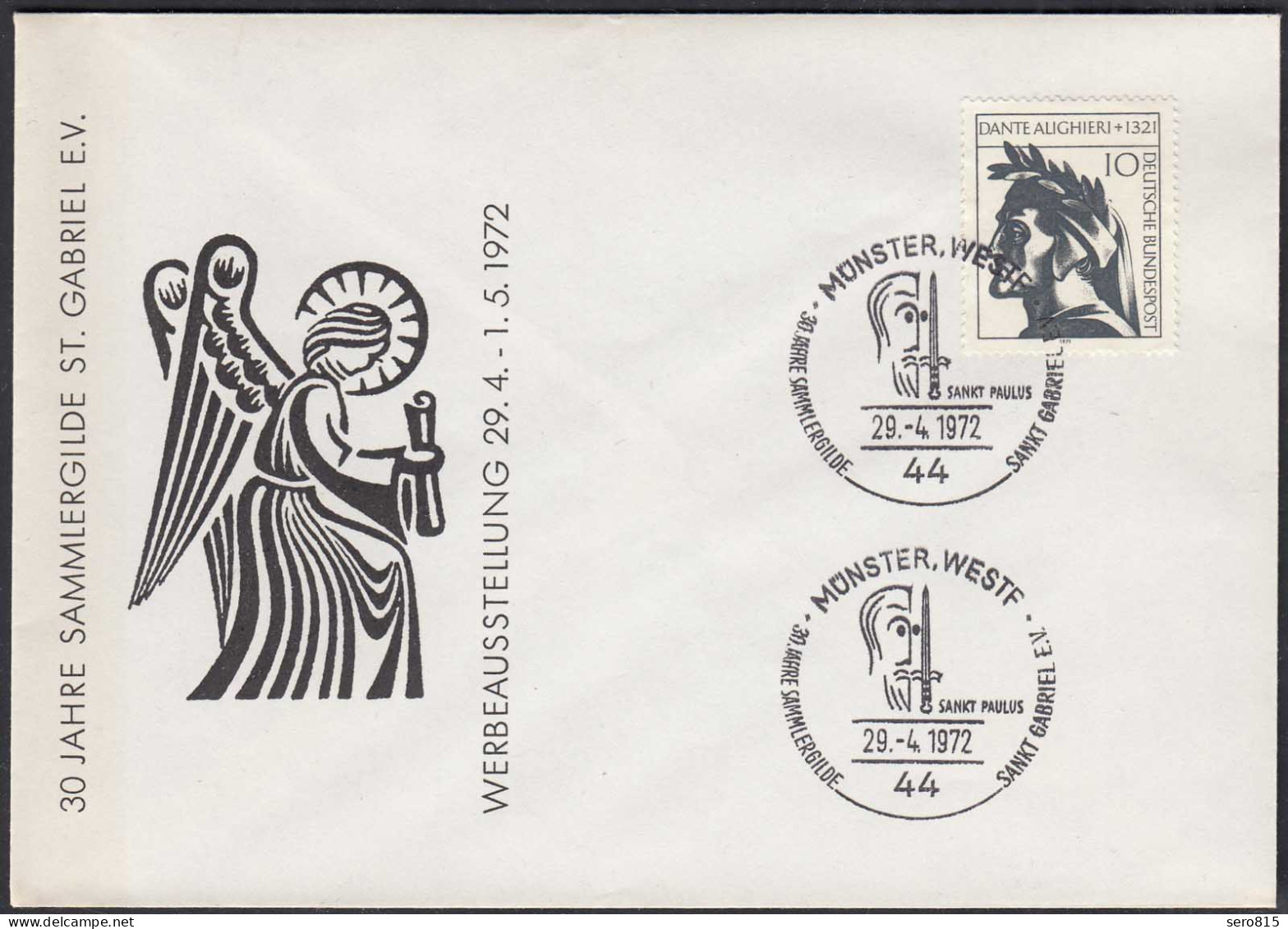 Münster Westf. 1972 Sonderumschlag SST 30 Jahre Sammlergilde St.Gabriel   (87131 - Posta