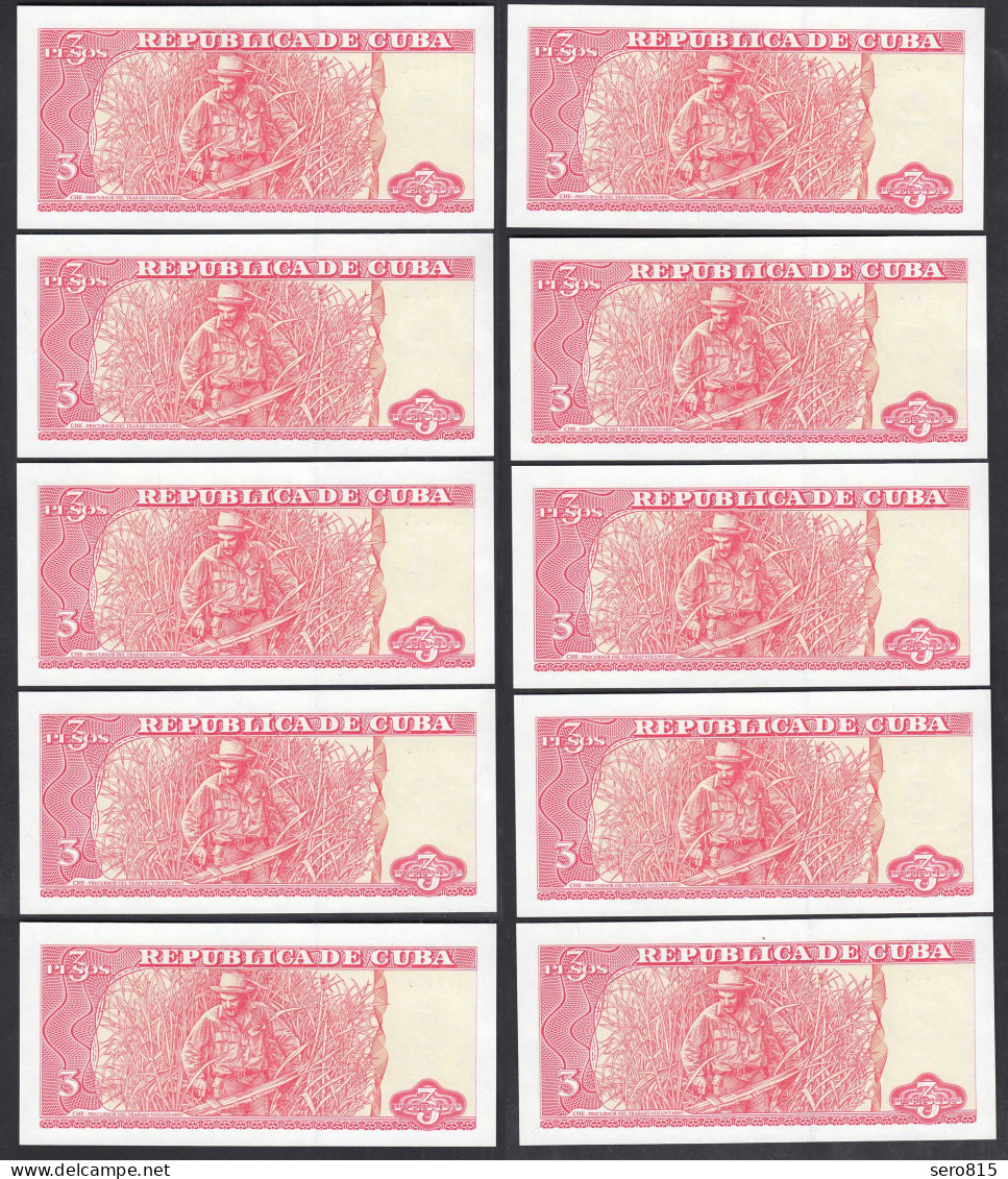 Kuba - Cuba 10 Stück á 3 Pesos 2004 Dealer Lot Pick 127a UNC (1)   (89189 - Autres - Amérique