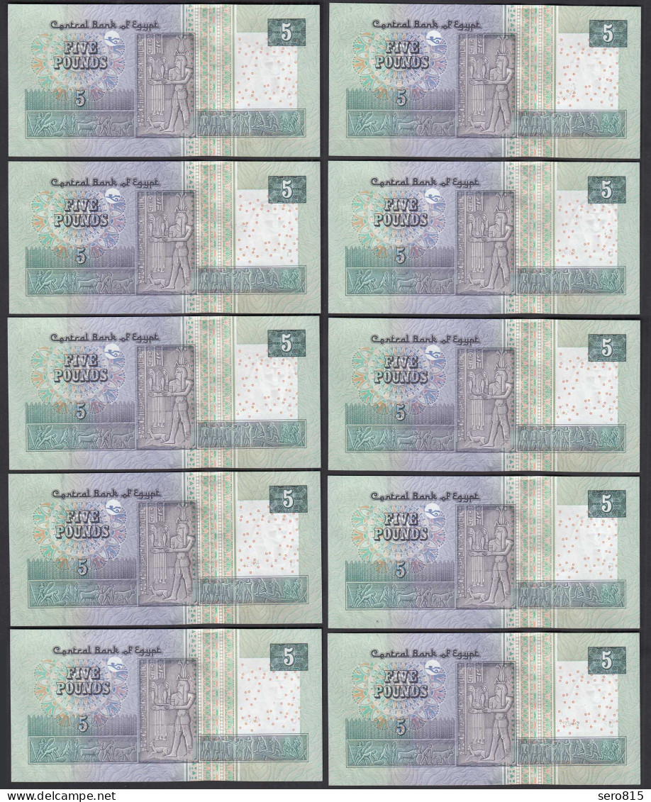 Ägypten - Egypt 10 Stück á 5 Pound Banknote 2010 Pick 63d AUNC (1-)  (89193 - Autres - Afrique