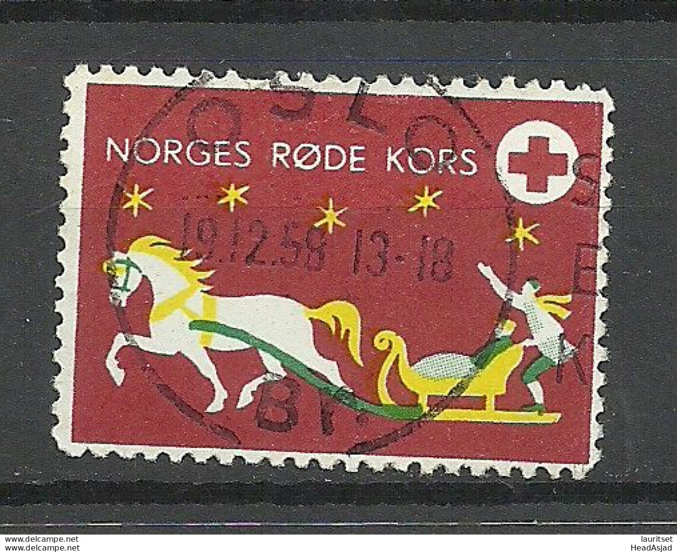 NORWAY O 1958 Red Cross Rotes Kreuz Vignette O Oslo Nice Cancel - Red Cross