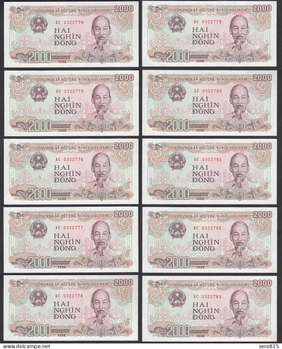 Vietnam 10 Stück á 2000 2.000 Dong 1988 Pick 107a UNC (1)    (89230 - Other - Asia