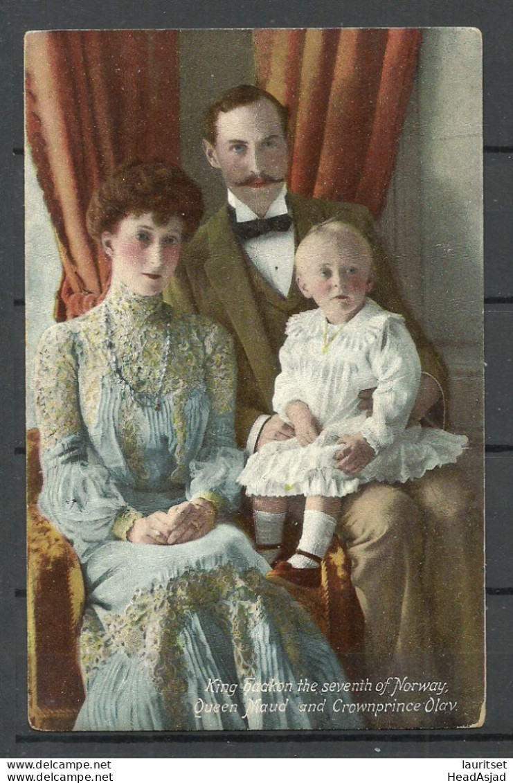King Hakon The Seventh Of Norway With Family Queen Maud Crownprince Olav K√∂nig Hakon VII, Unused - Familles Royales