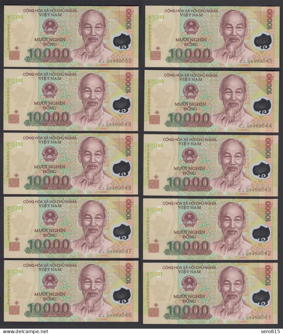 Vietnam 10 Stück á 10000 10.000 Dong 2008 Pick 119c UNC (1) Seltener Jahrgang - Autres - Asie