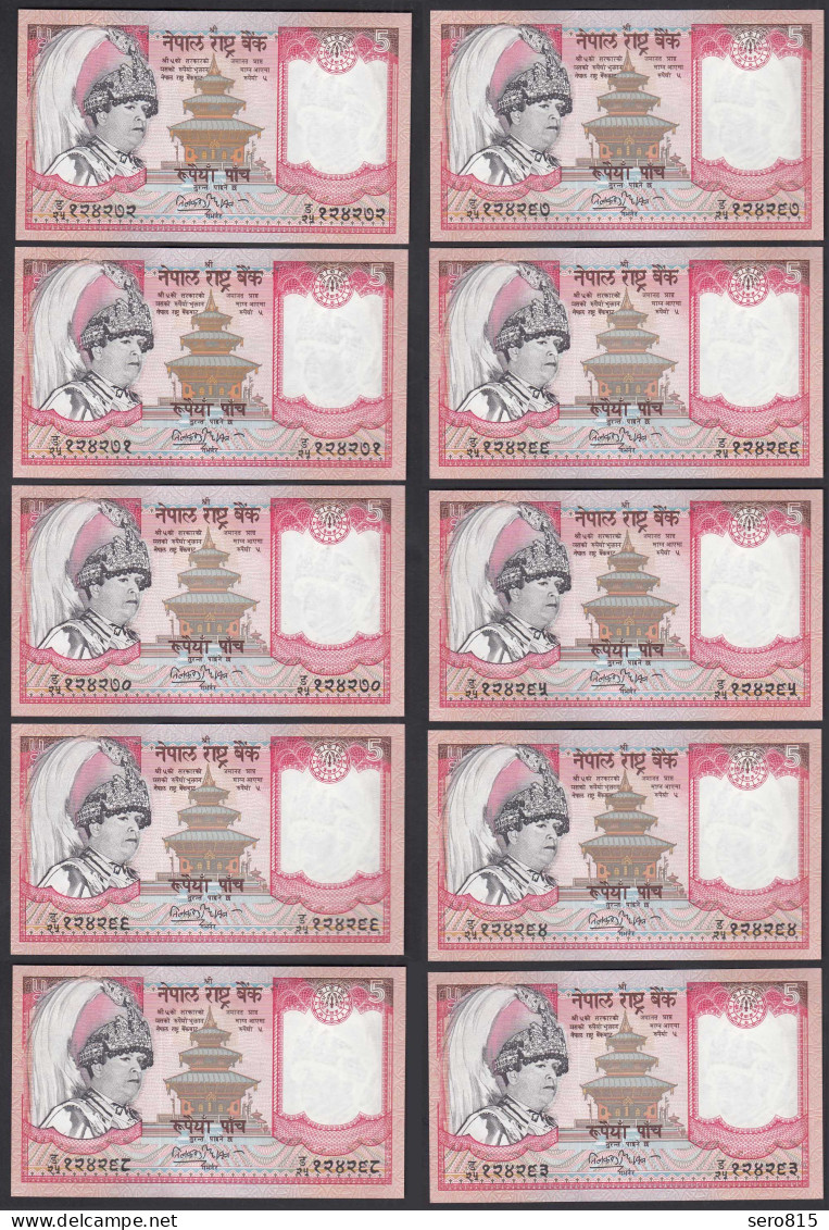 Nepal - 10 Stück á 5 Rupees (2002) Pick 46a Sig.15 UNC (1)     (89224 - Other - Asia