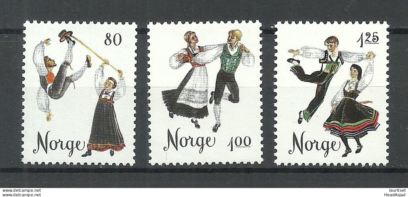 NORWAY 1976 Michel 719 - 721 MNH Volkst√§nze Dance Tanz Kost√ºme - Danse