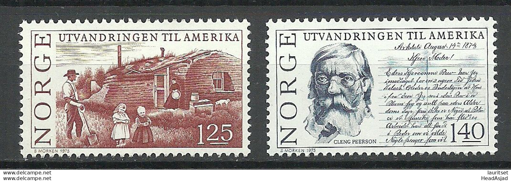 NORWAY 1975 Michel 707 - 708 MNH Auswanderung Nach Amerika - Andere & Zonder Classificatie