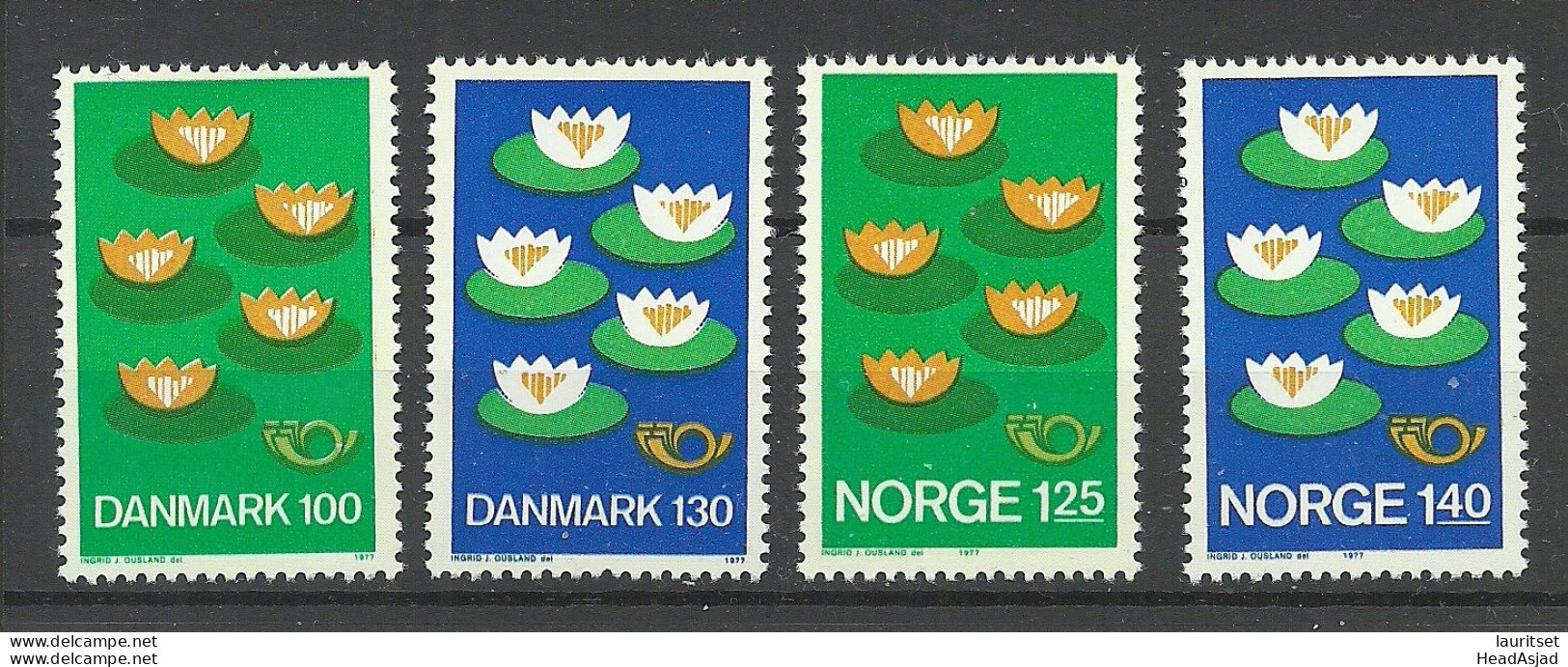 DENMARK 1977 Michel 635 - 636 & NORWAY 1977 Michel 737 - 738 Blume Wasserr√∂schen Umweltschutz Joint Issue MNH - Other & Unclassified