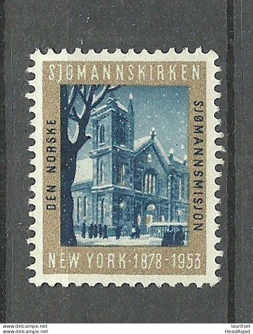 NORWAY 1953 Norwegian Sea Men Church Kirche In USA New York Advertising Poster Stamp (*) - Erinnofilie