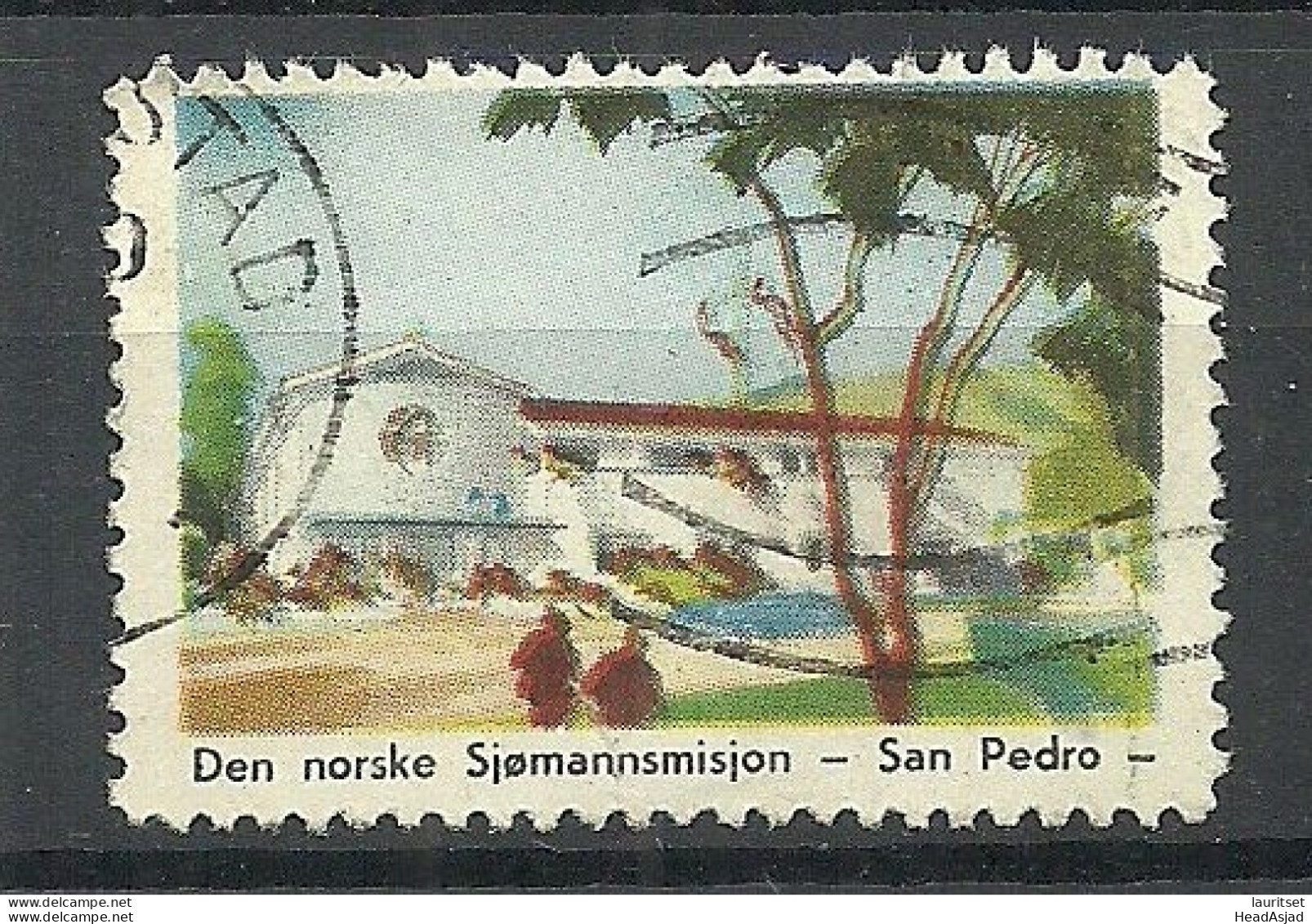 NORWAY Sailors Home San Pedro Vignette Poster Stamp O - Ships