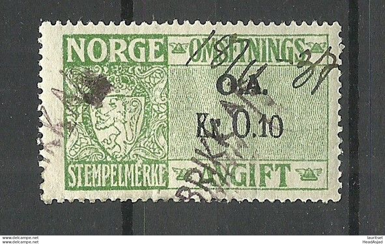 NORWAY O 1937 Stempelmarke Documentary Tax O - Fiscale Zegels