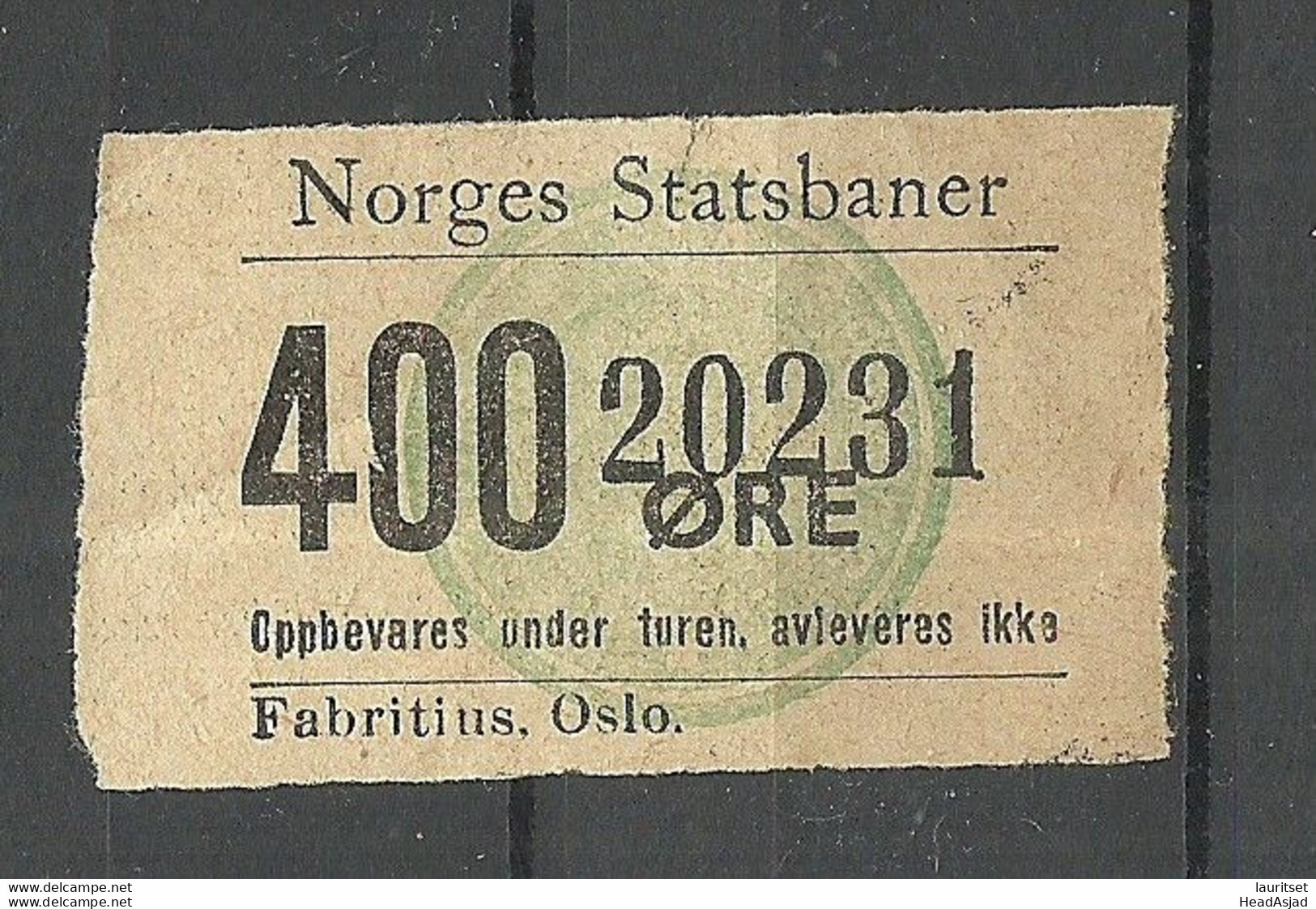 NORWAY Railway Packet Stamp 400 √∂re - Parcel Post