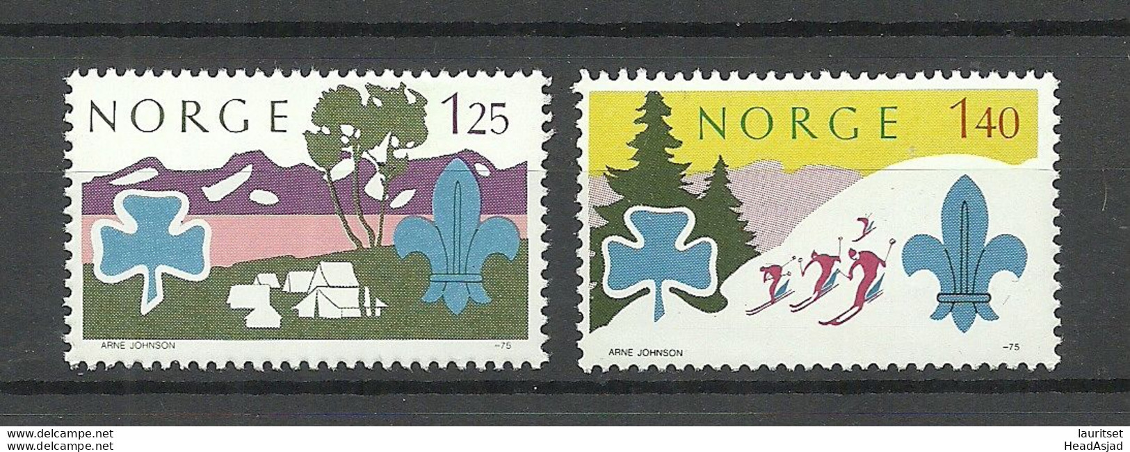 NORWAY 1975 Michel 705 - 706 MNH Scouting Pfadfinder - Unused Stamps