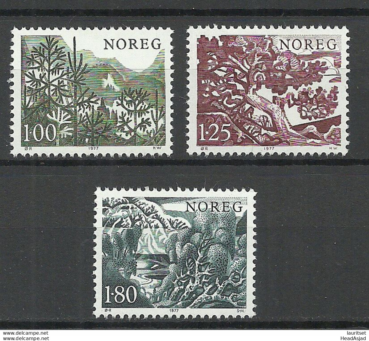 NORWAY 1977 Michel 744 - 746 MNH Threes B√§ume - Bäume