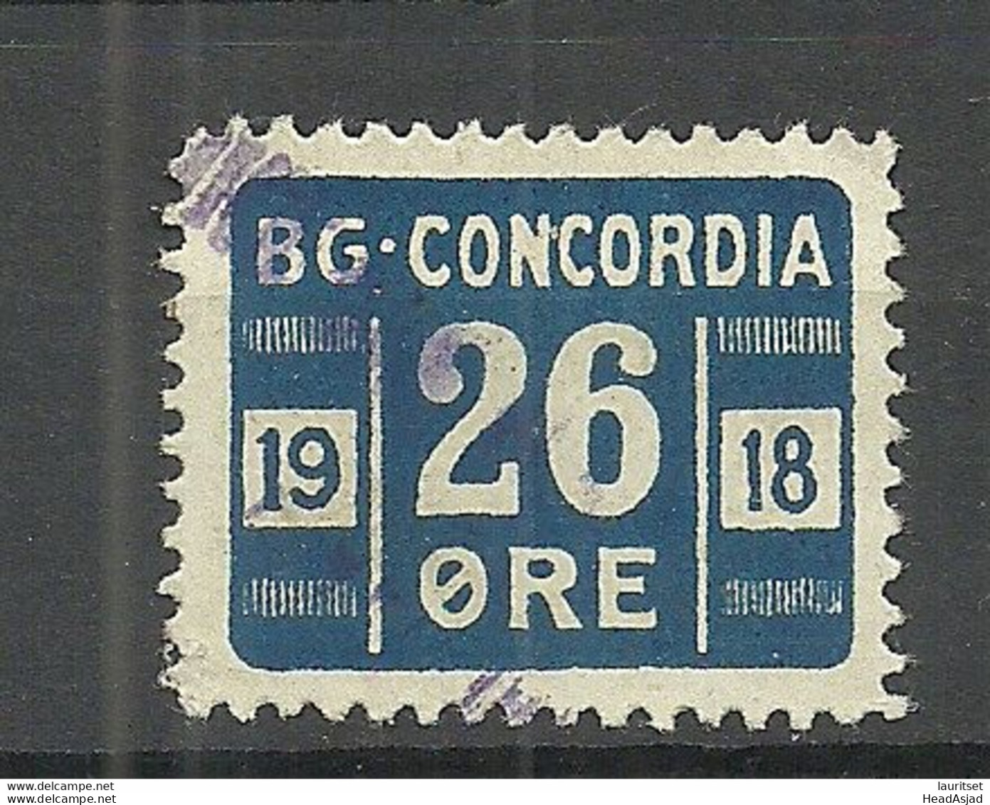 DENMARK Or Norway ? 1918 BG Concordia 26 √∂re Revenue Tax Taxe O - Other & Unclassified