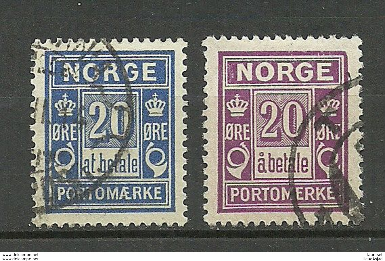 NORWAY 1889-1915 Postage Due Portomarken, 20 √∂re, O - Oblitérés