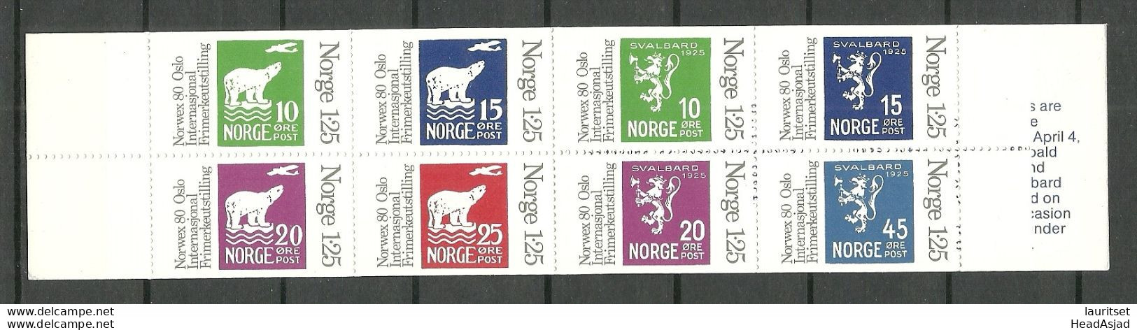 NORWAY 1978 Block S/S Stamp Booklet Michel MH 1 MNH Stamp Exhibition Briefmarken-Ausstellung Norwex `80 - Expositions Philatéliques