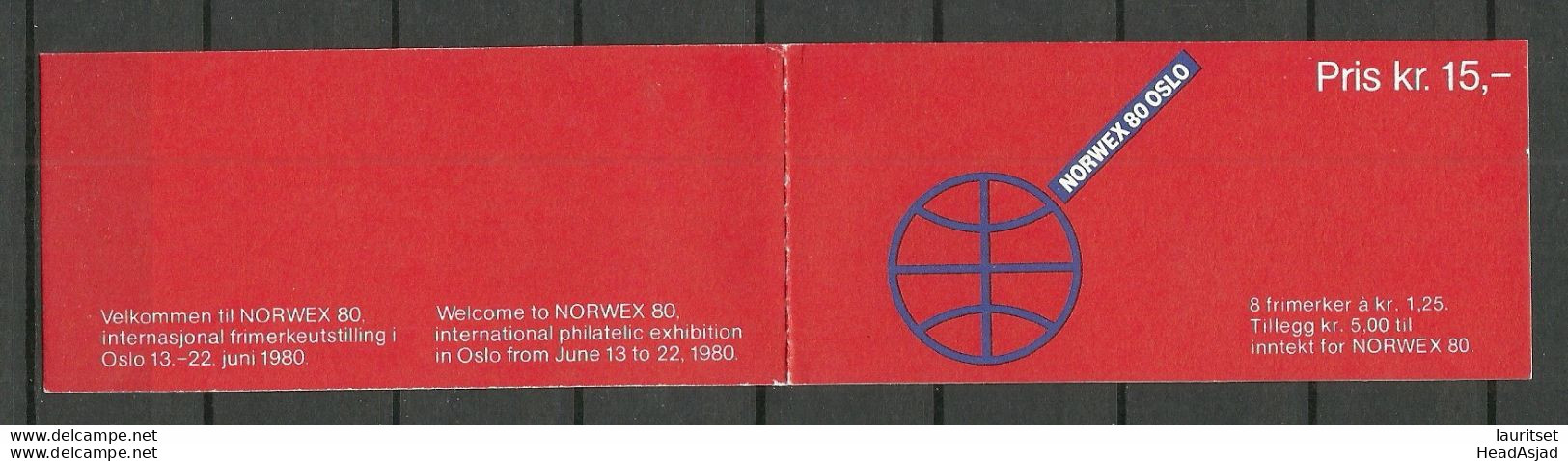 NORWAY 1978 Block S/S Stamp Booklet Michel MH 1 MNH Stamp Exhibition Briefmarken-Ausstellung Norwex `80 - Esposizioni Filateliche