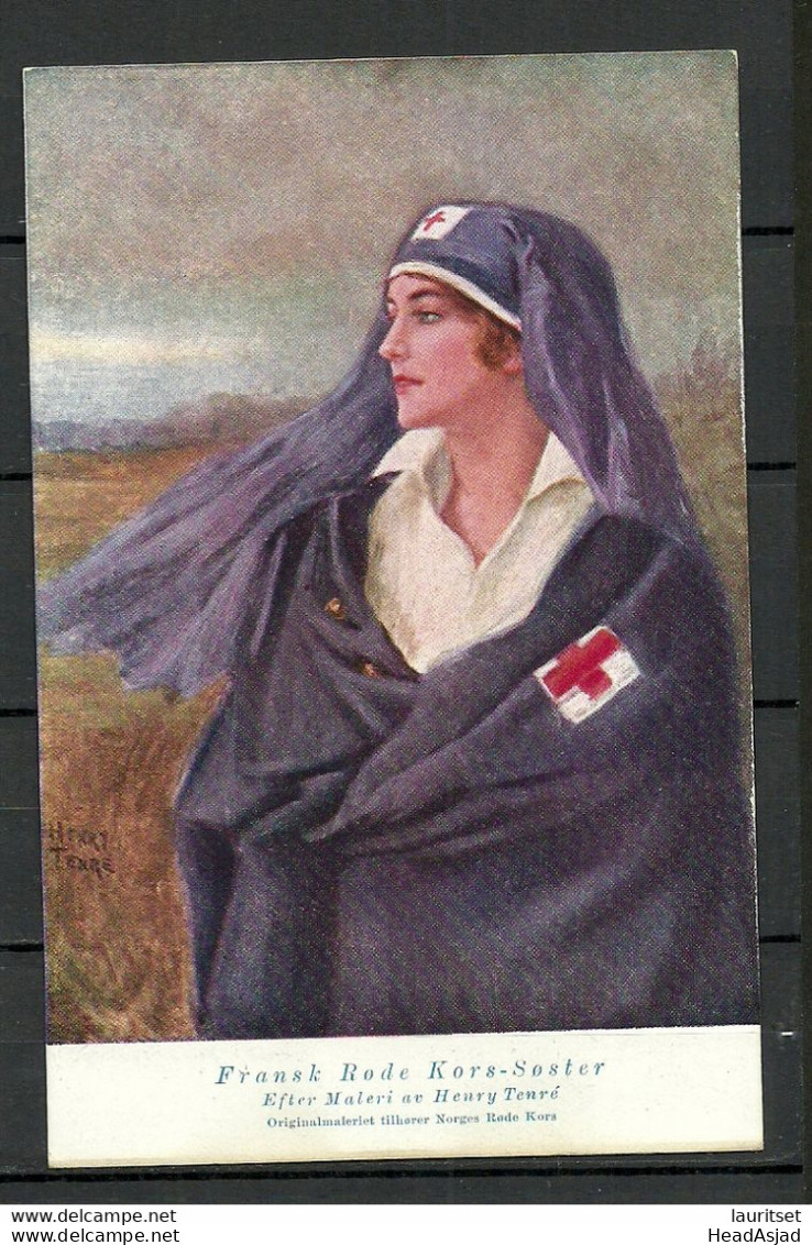 NORWAY Red Cross Rotes Kreuz Post Card Art Kunst Henry Tenre Michel 311 As Single - Cruz Roja