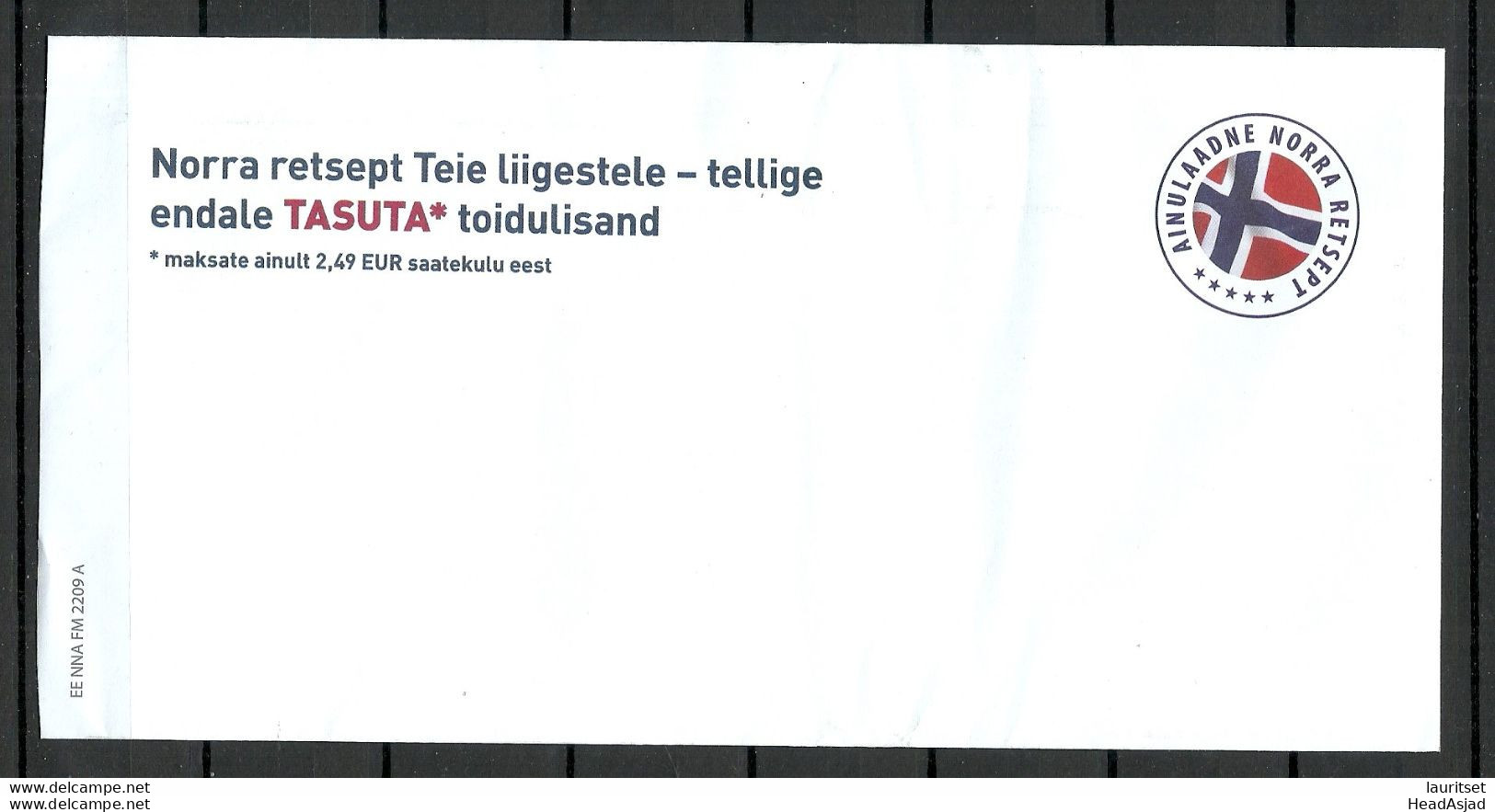 Estland Estonia 2022 Prepaid Advertising Cover Reklameumschlag Norway Norwegian Flag Flagge - Estonie