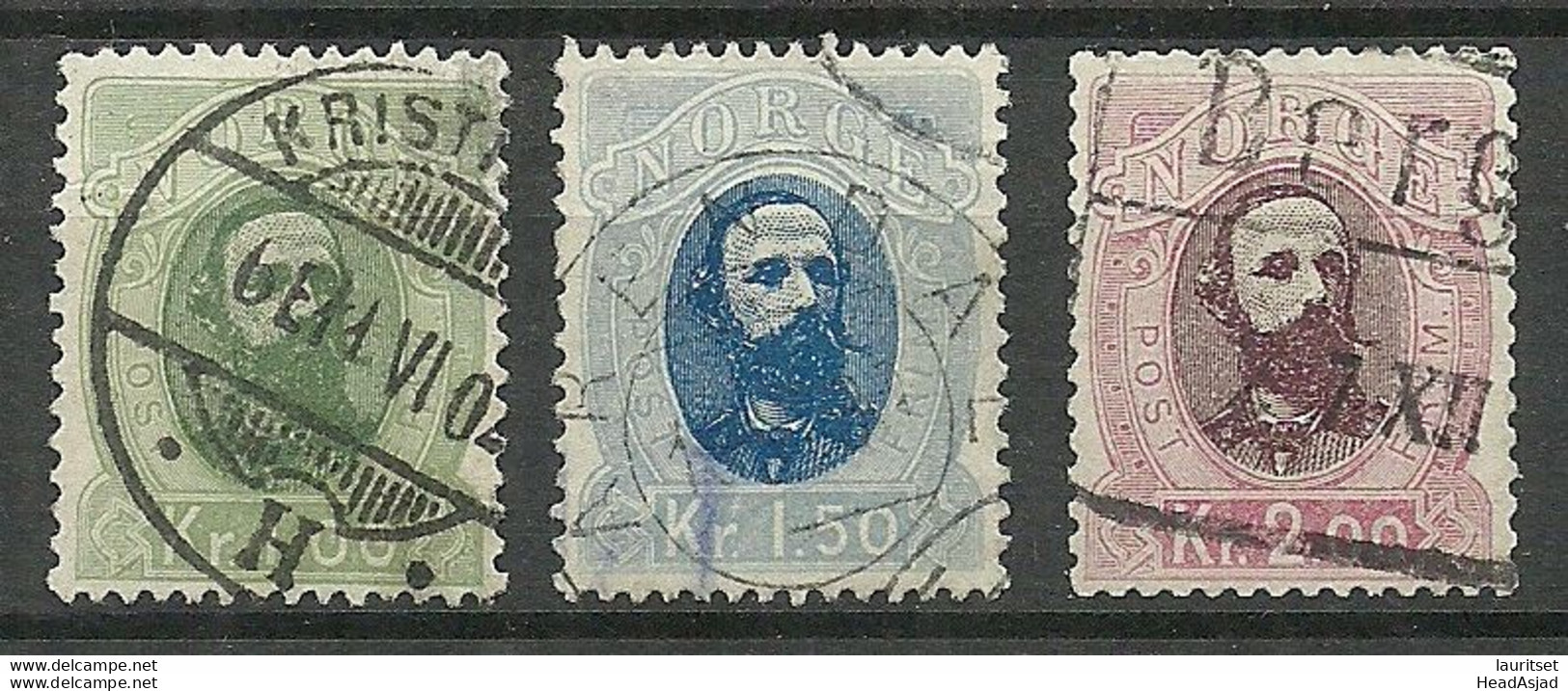 NORWAY 1878 Michel 32 - 34 O King K√∂nig Oskar II - Oblitérés