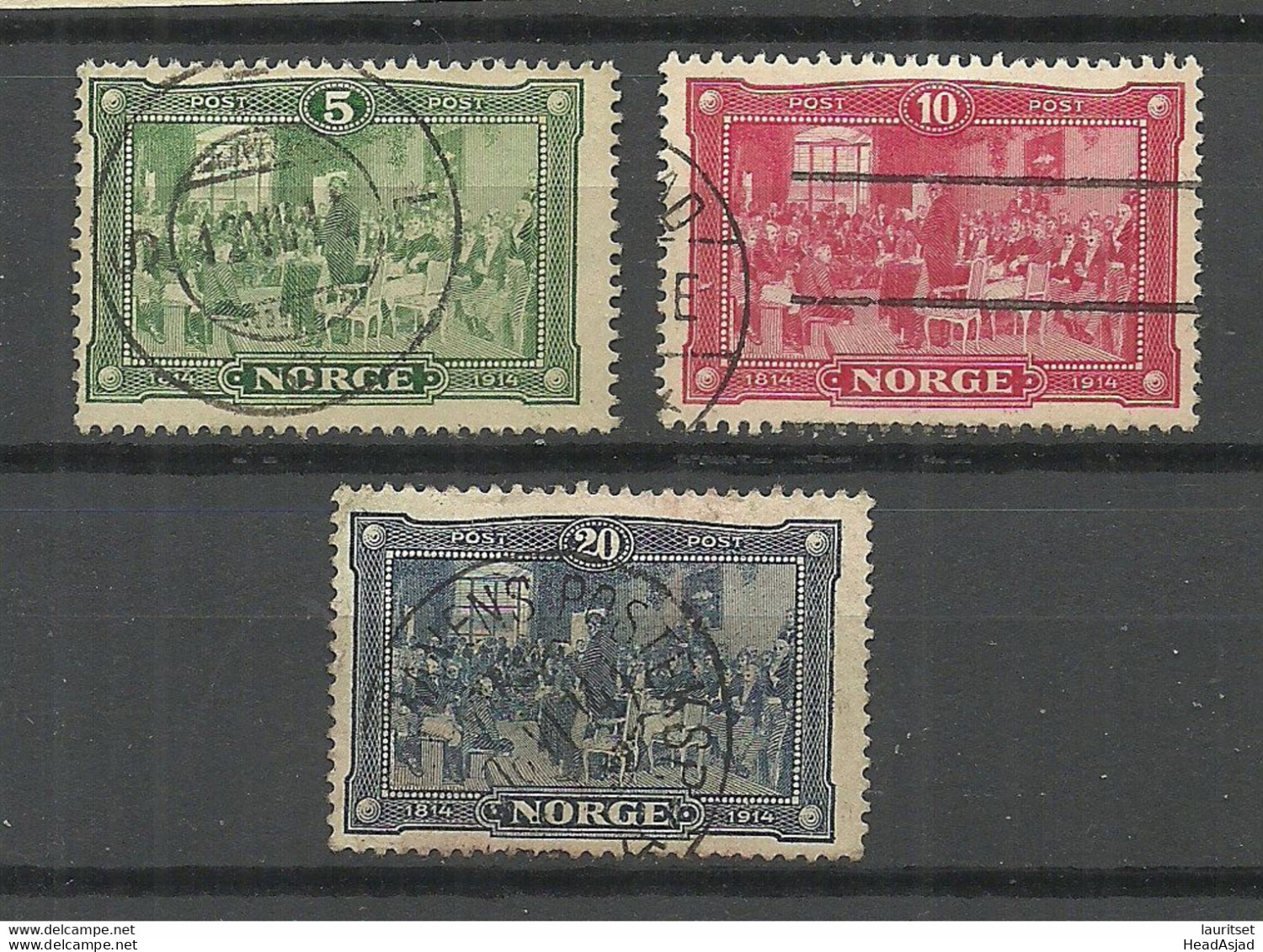 NORWAY 1914 Michel 93 - 95 O - Oblitérés