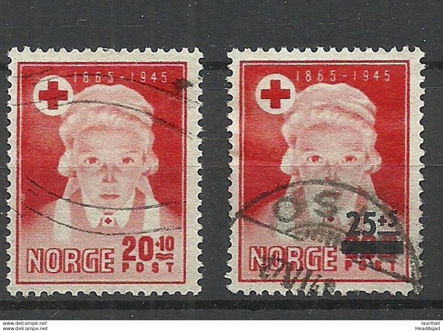 NORWAY 1945/1948 Michel 307 & 338 O Red Cross Roter Kreuz - Red Cross