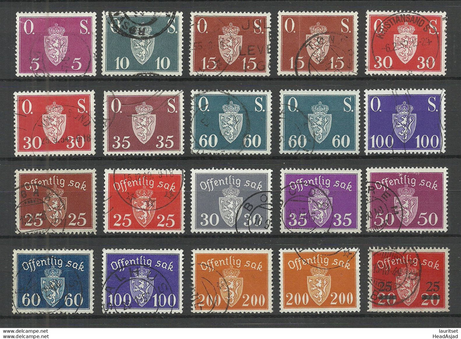 NORWAY 1937-1951 Lot Dienstmarken Duty Stamps O, Some Double - Service