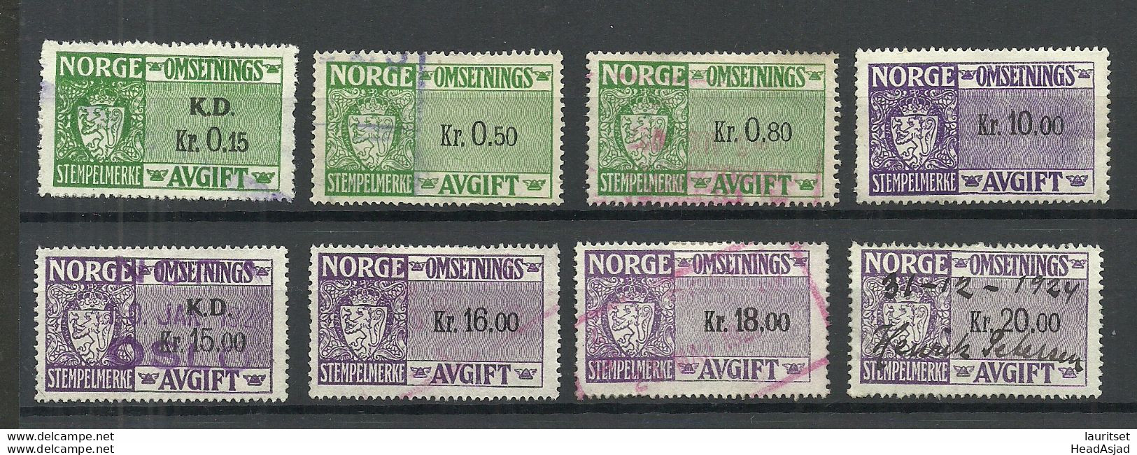 NORWAY Norwegen 1920ies Sempelmarken Documentary Tax O - Fiscaux