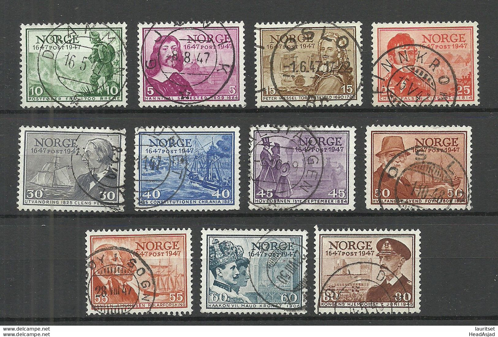 NORWAY 1947 Michel 323  - 333 O Pers√∂nlichkeiten Famous Men - Gebraucht