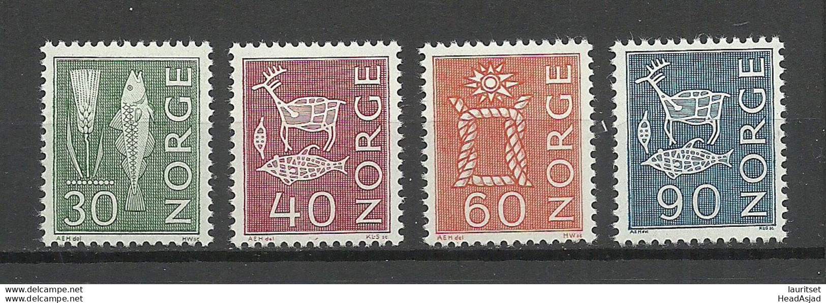 NORWAY 1962-1967, Landestypische Motive, 4 Briefmarken, MNH - Unused Stamps