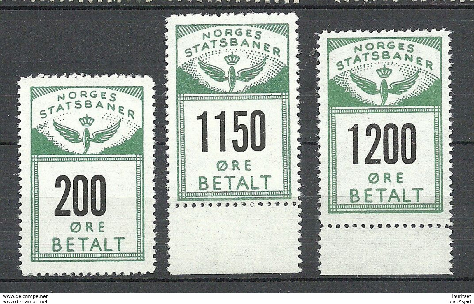 NORWAY Railway Packet Stamps Eisenbahn Paketmarken Staatsbaner MNH - Colis Postaux