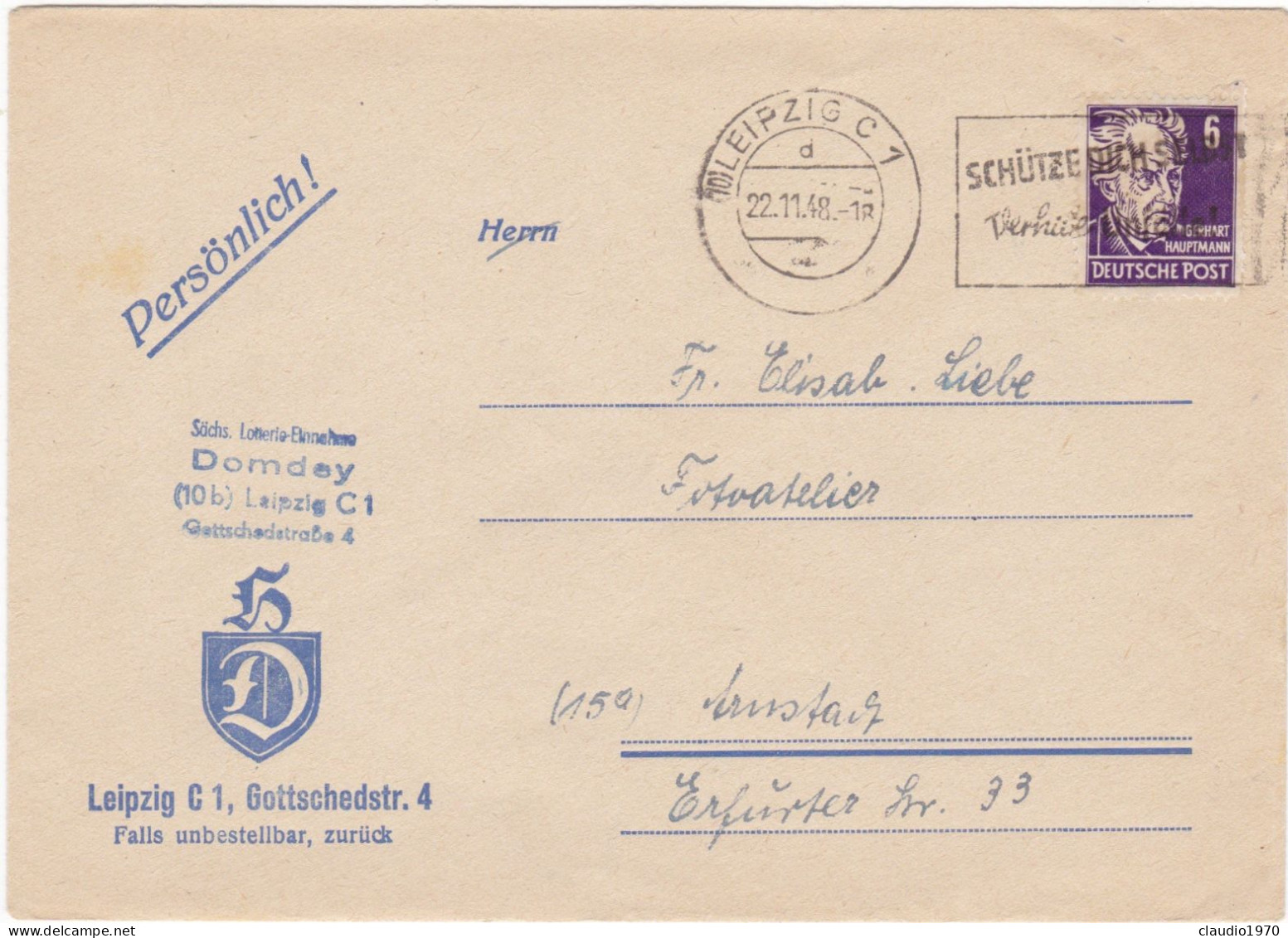 GERMANIA - STORIA POSTALE - BUSTA - 1948 - Autres & Non Classés