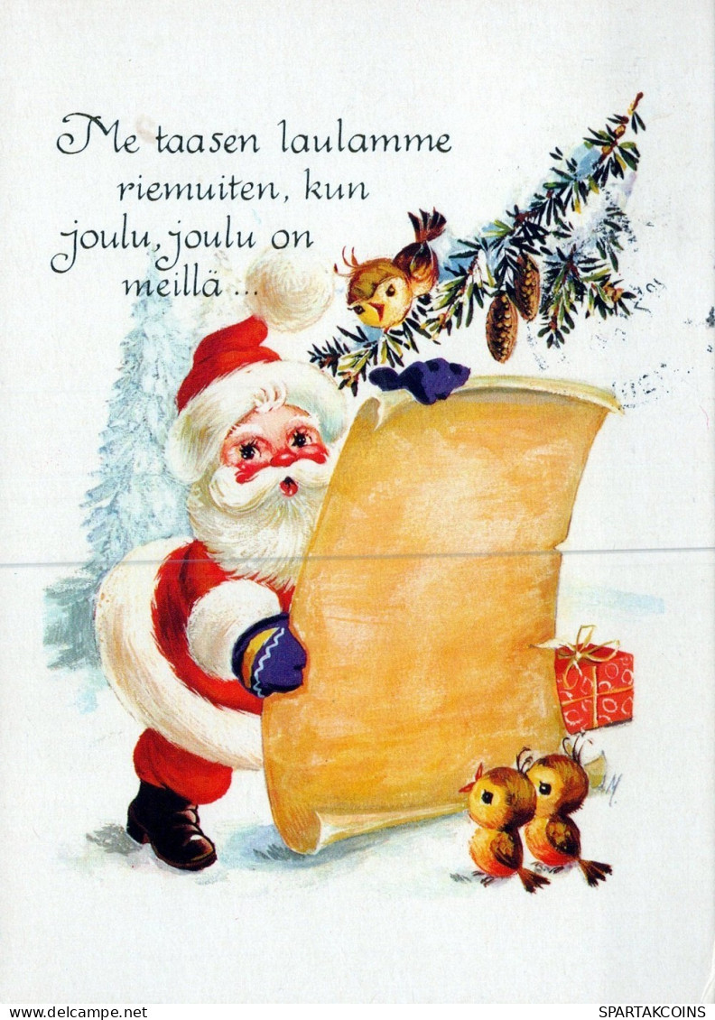 PAPÁ NOEL Animales NAVIDAD Fiesta Vintage Tarjeta Postal CPSM #PAK807.ES - Santa Claus