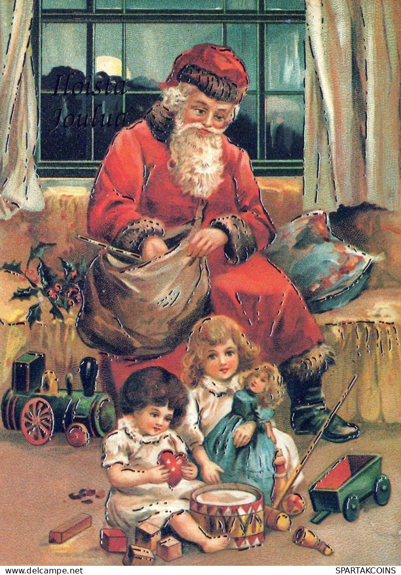 PAPÁ NOEL NIÑO NAVIDAD Fiesta Vintage Tarjeta Postal CPSM #PAK341.ES - Santa Claus