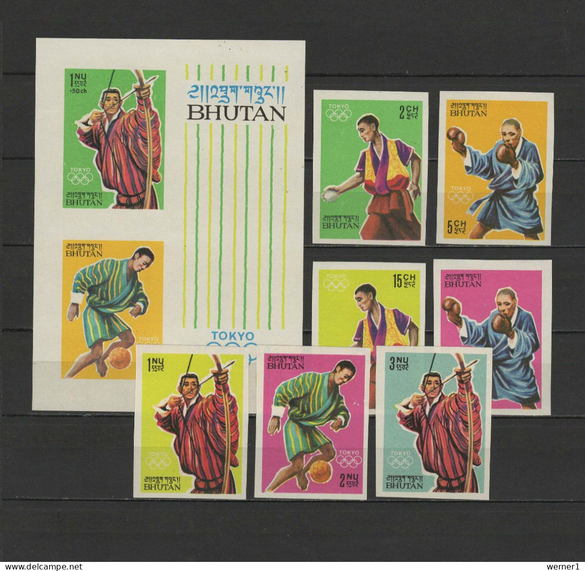 Bhutan 1964 Olympic Games Tokyo, Archery, Football Soccer, Boxing Etc. Set Of 7 + S/s Imperf. MNH - Summer 1964: Tokyo