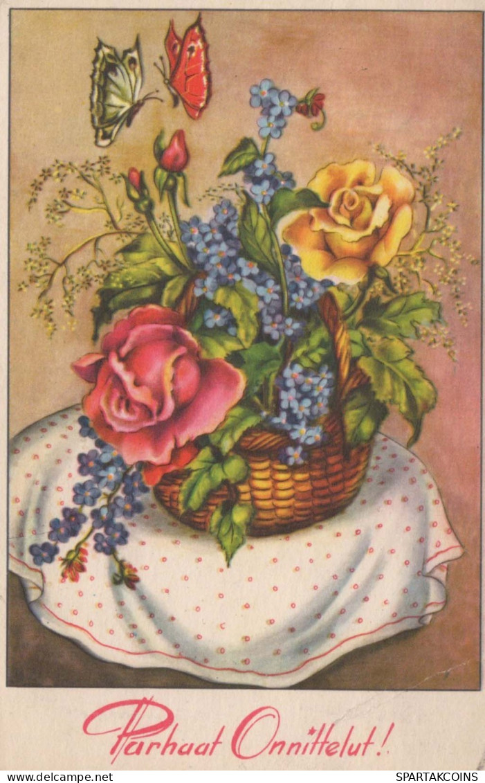 FLOWERS Vintage Ansichtskarte Postkarte CPA #PKE650.DE - Fleurs