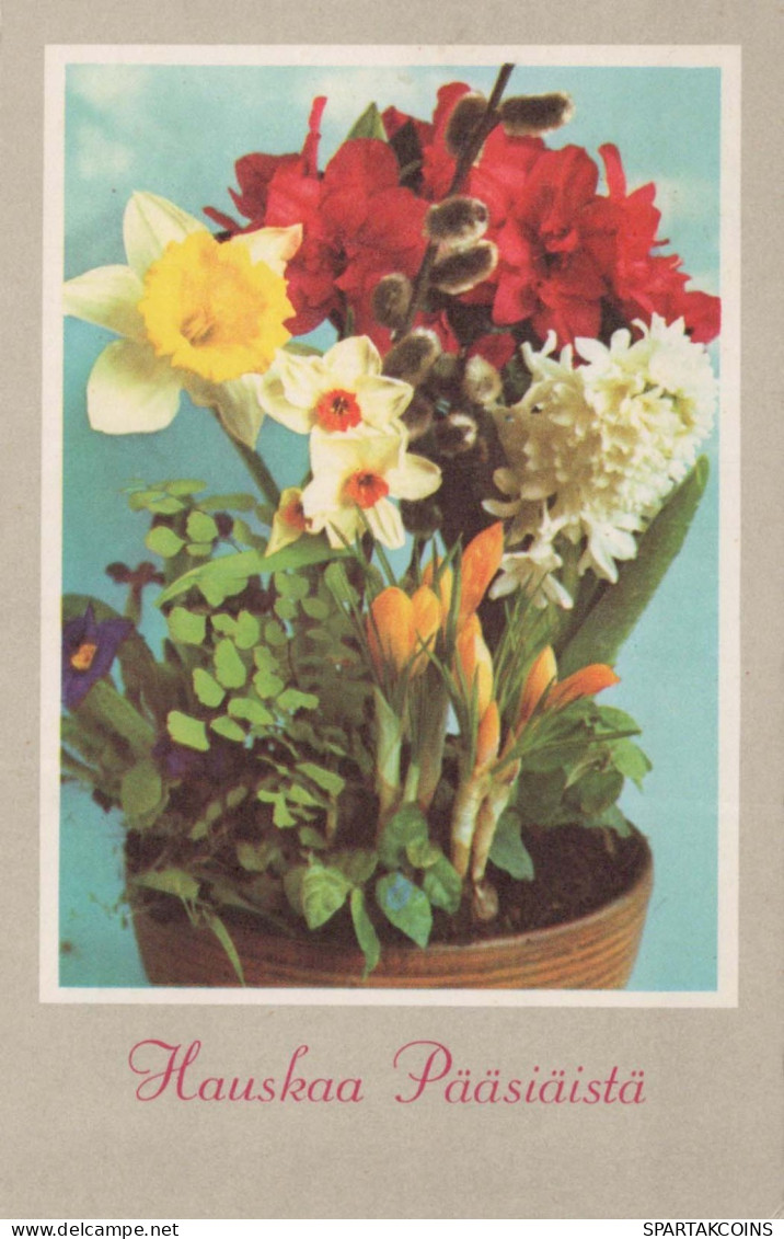 FLOWERS OSTERN Vintage Ansichtskarte Postkarte CPA #PKE149.DE - Fleurs