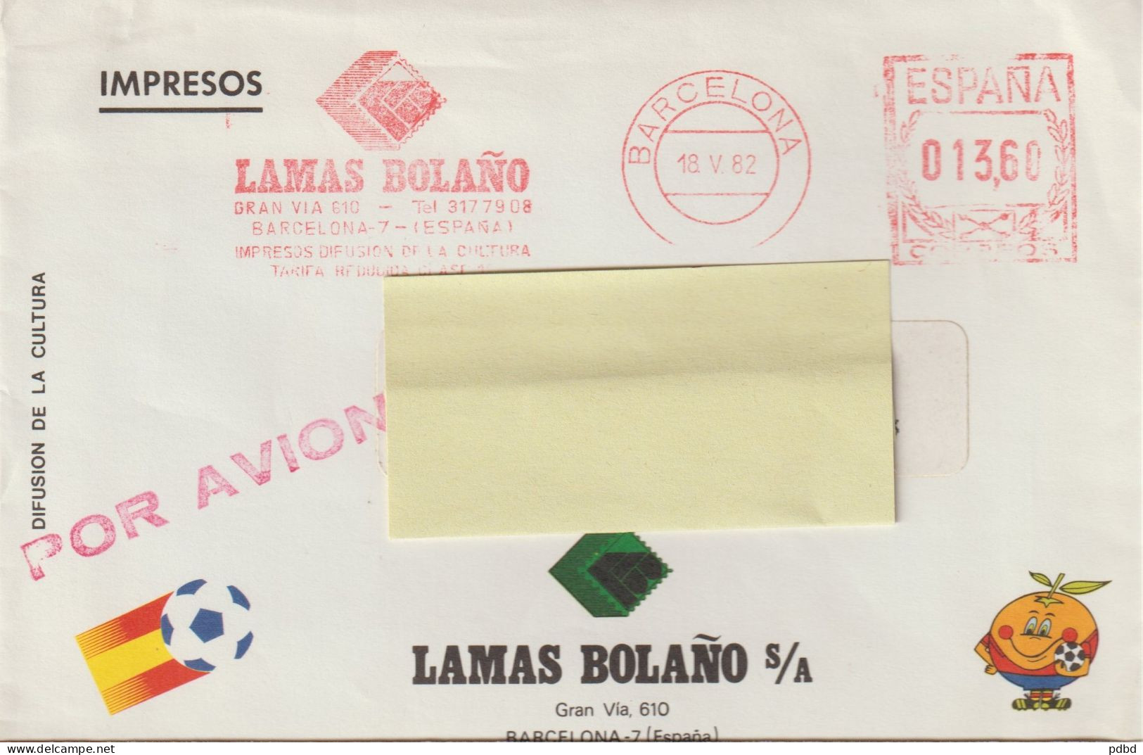 FT 32 . Barcelone . Espagne . Affranchissement  Lamas Bolano . Enveloppe Illustrée . 18 05 1982 . - Franking Machines (EMA)