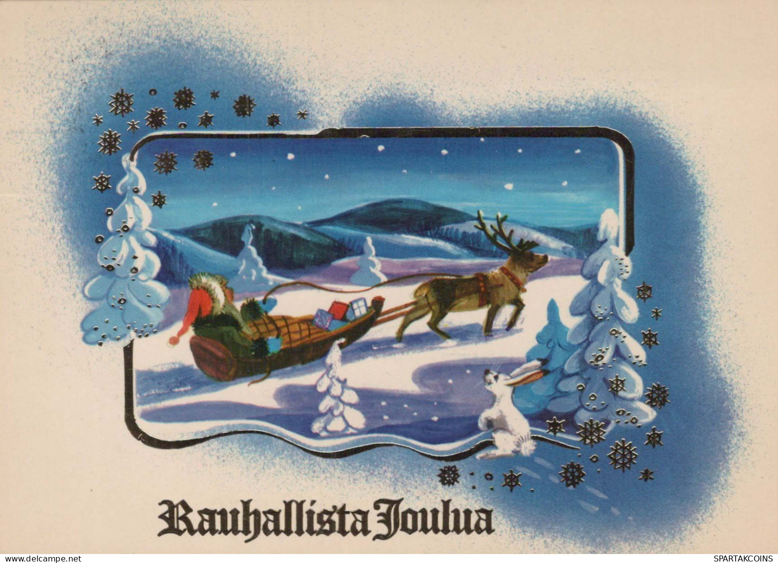 WEIHNACHTSMANN SANTA CLAUS Neujahr Weihnachten HIRSCH Vintage Ansichtskarte Postkarte CPSM #PBB224.DE - Santa Claus
