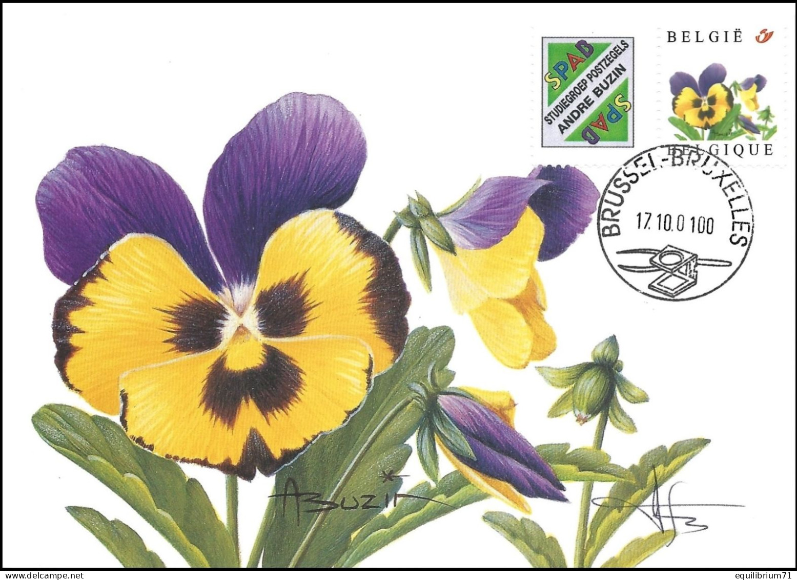 CM/MK° - MYSTAMP/DUOSTAMP - SPAB - Pensée / Viooltje / Violett / Violet - BSL-BXL - 17-10-2001 - BUZIN - SIGNÉ/GETEKEND - 1985-.. Vogels (Buzin)