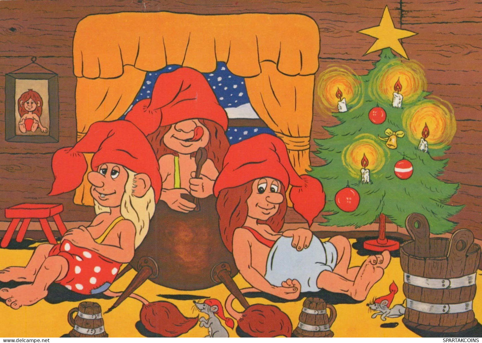 Bonne Année Noël GNOME Vintage Carte Postale CPSM #PAT296.FR - Año Nuevo