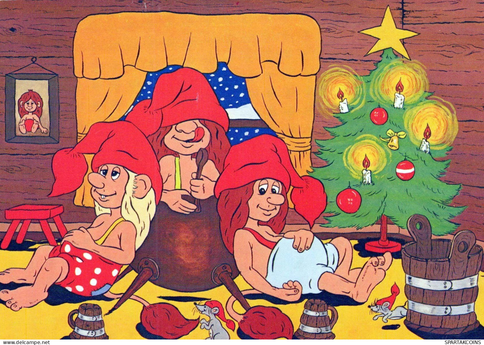 Bonne Année Noël GNOME Vintage Carte Postale CPSM #PAT296.FR - Año Nuevo