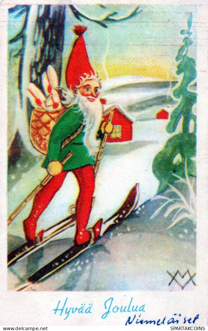 PAPÁ NOEL Feliz Año Navidad Vintage Tarjeta Postal CPSMPF #PKG311.ES - Santa Claus