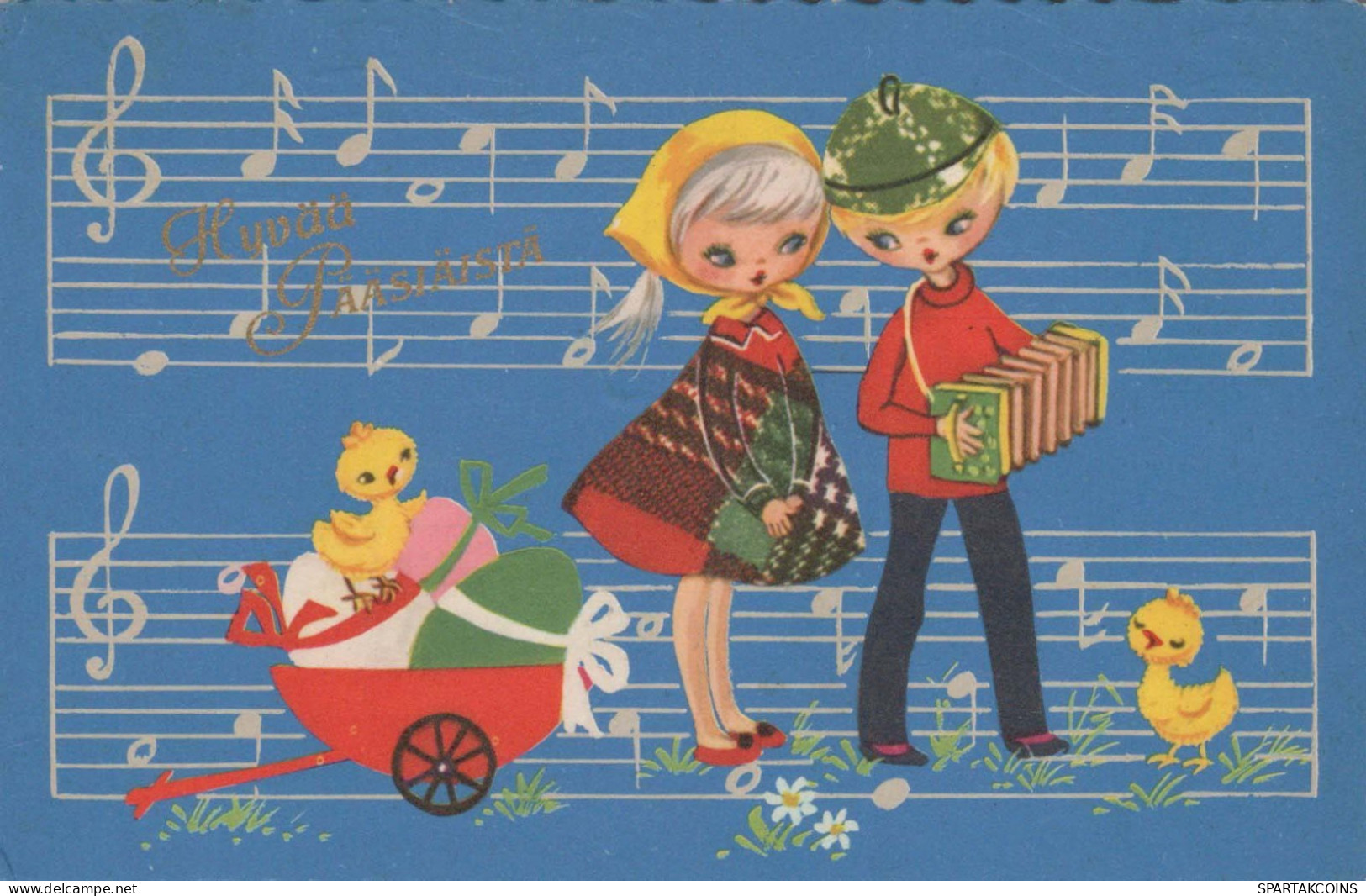 PASCUA NIÑOS HUEVO Vintage Tarjeta Postal CPA #PKE209.ES - Pasen