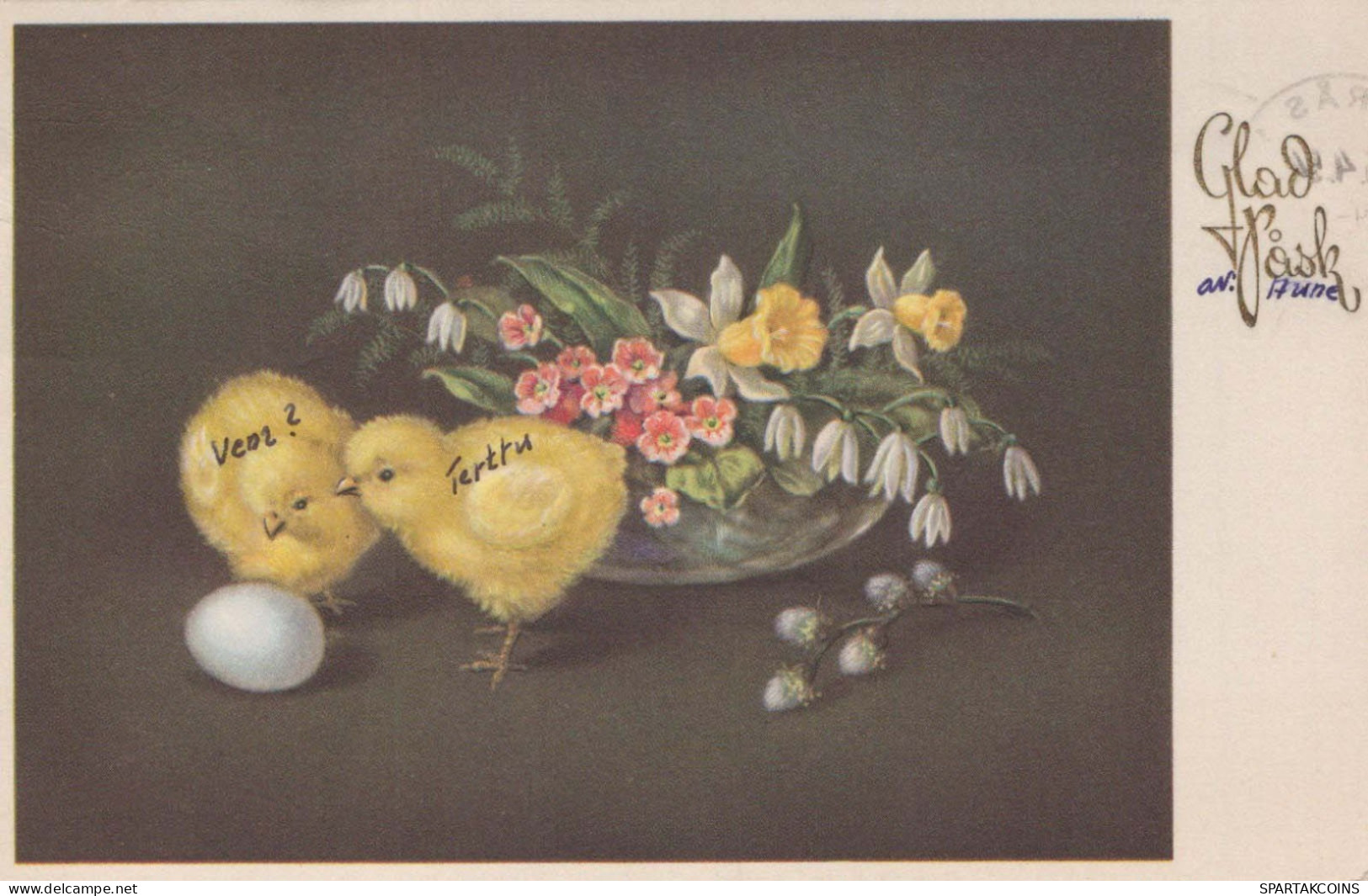 PASCUA POLLO HUEVO Vintage Tarjeta Postal CPA #PKE398.ES - Pâques